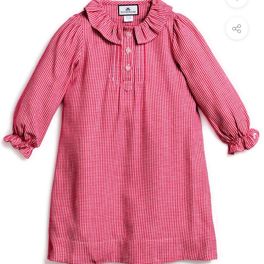 Petite Plume mini red gingham Victoria nightgown in excellent condition